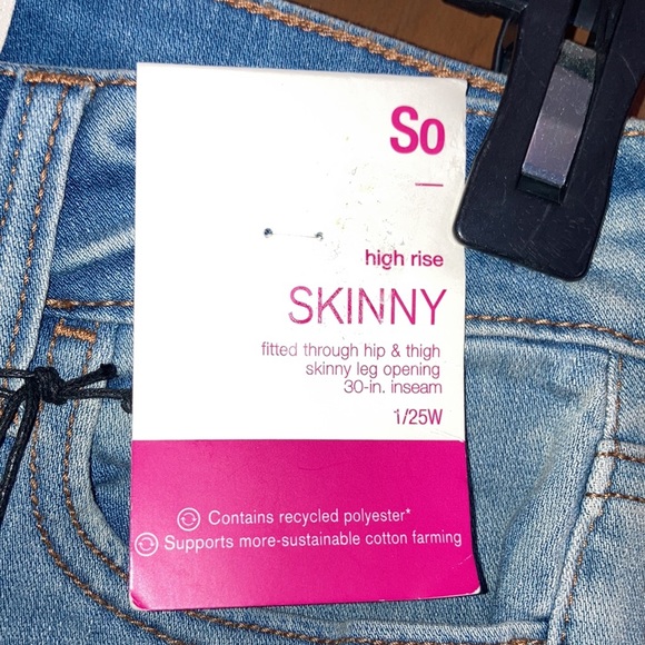 So Skinny jean High rise backed distressed jean with stretch & lycra size 1 / 25 - Picture 4 of 17